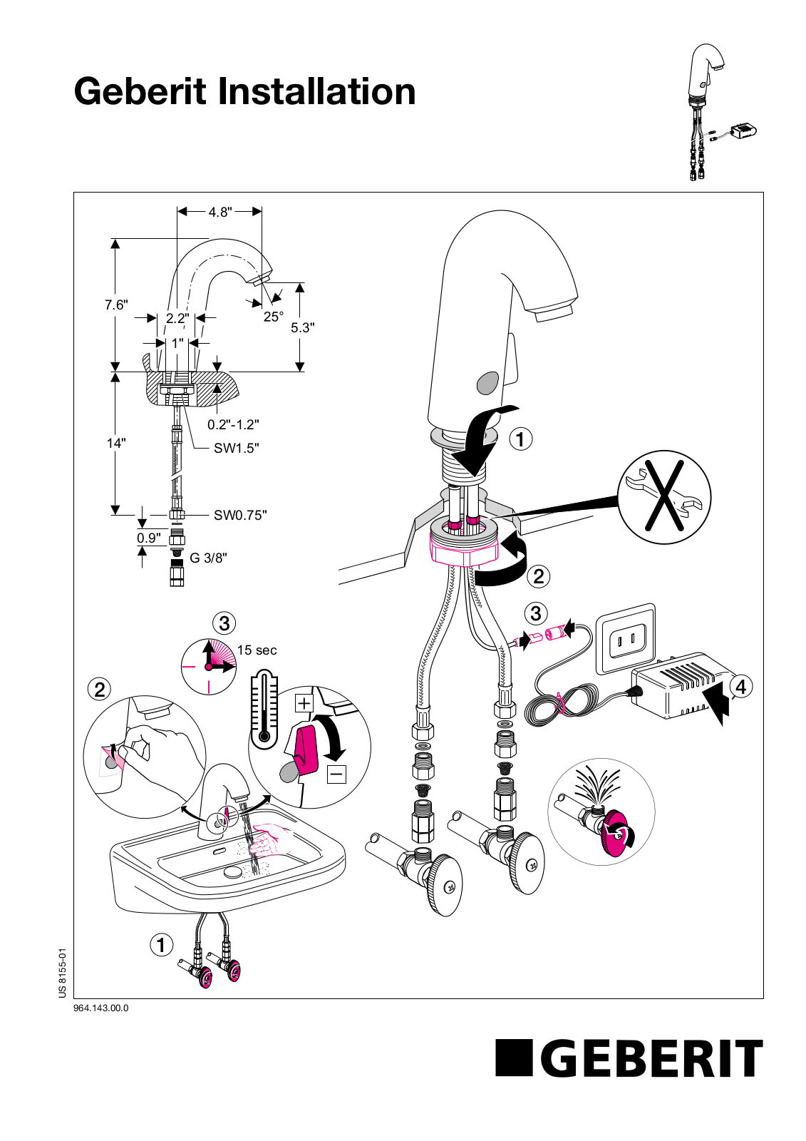 Chicago Faucet 115.726 Installation  Manual