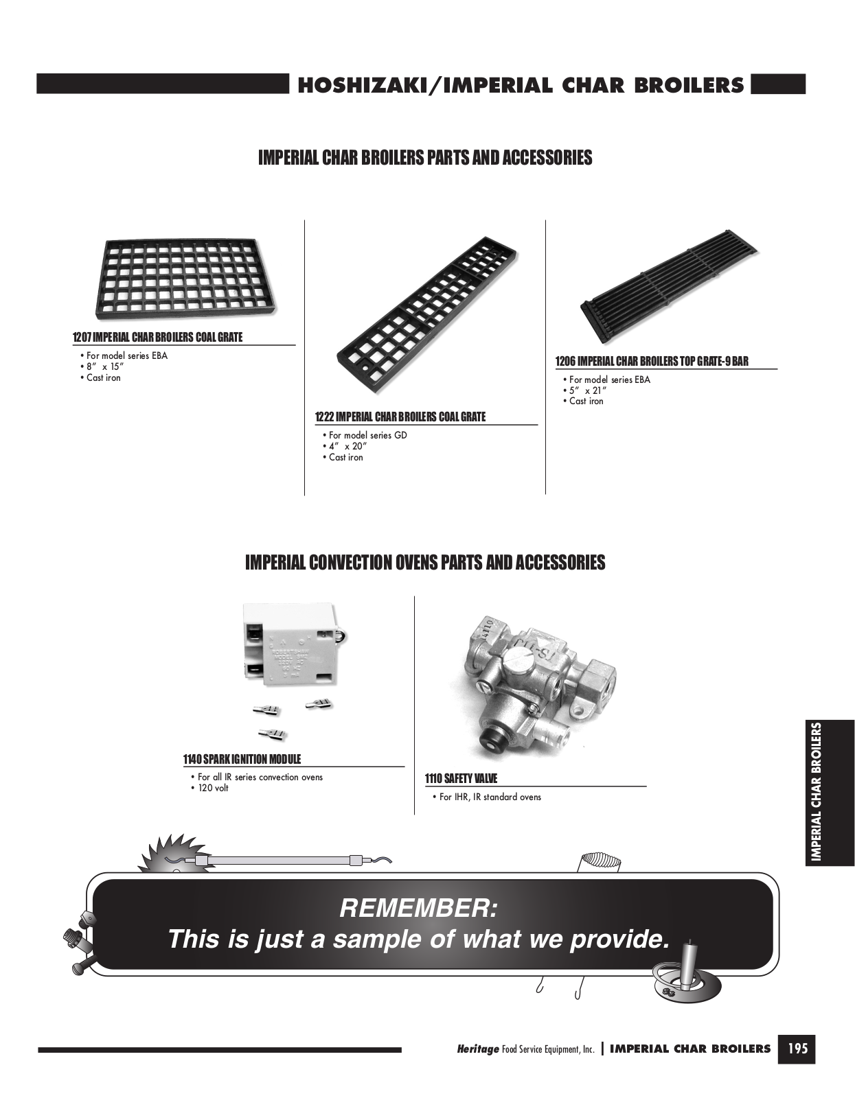 Imperial Commercial Cooking 1110 Parts List