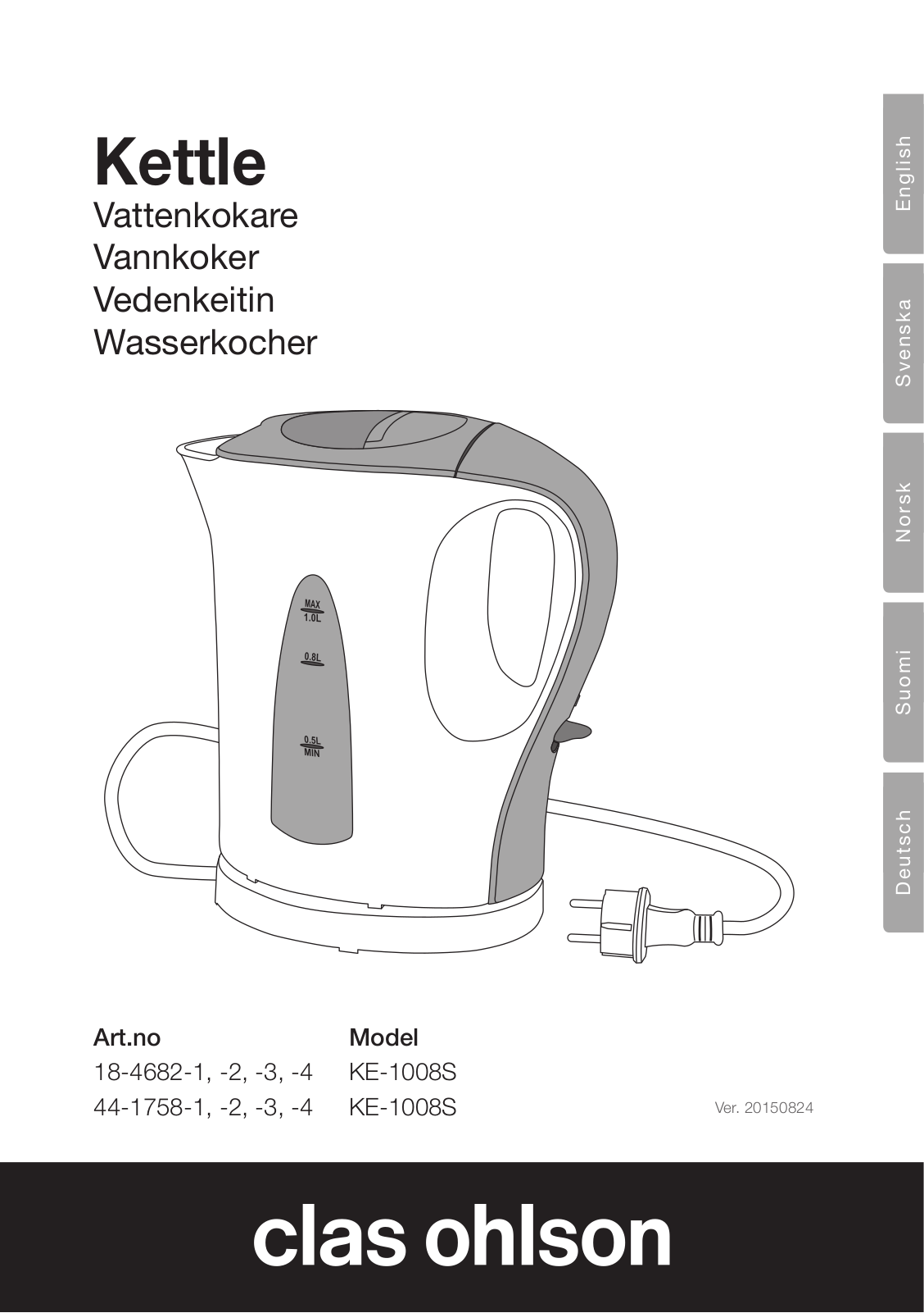 Clas Ohlson KE-1008S User Manual