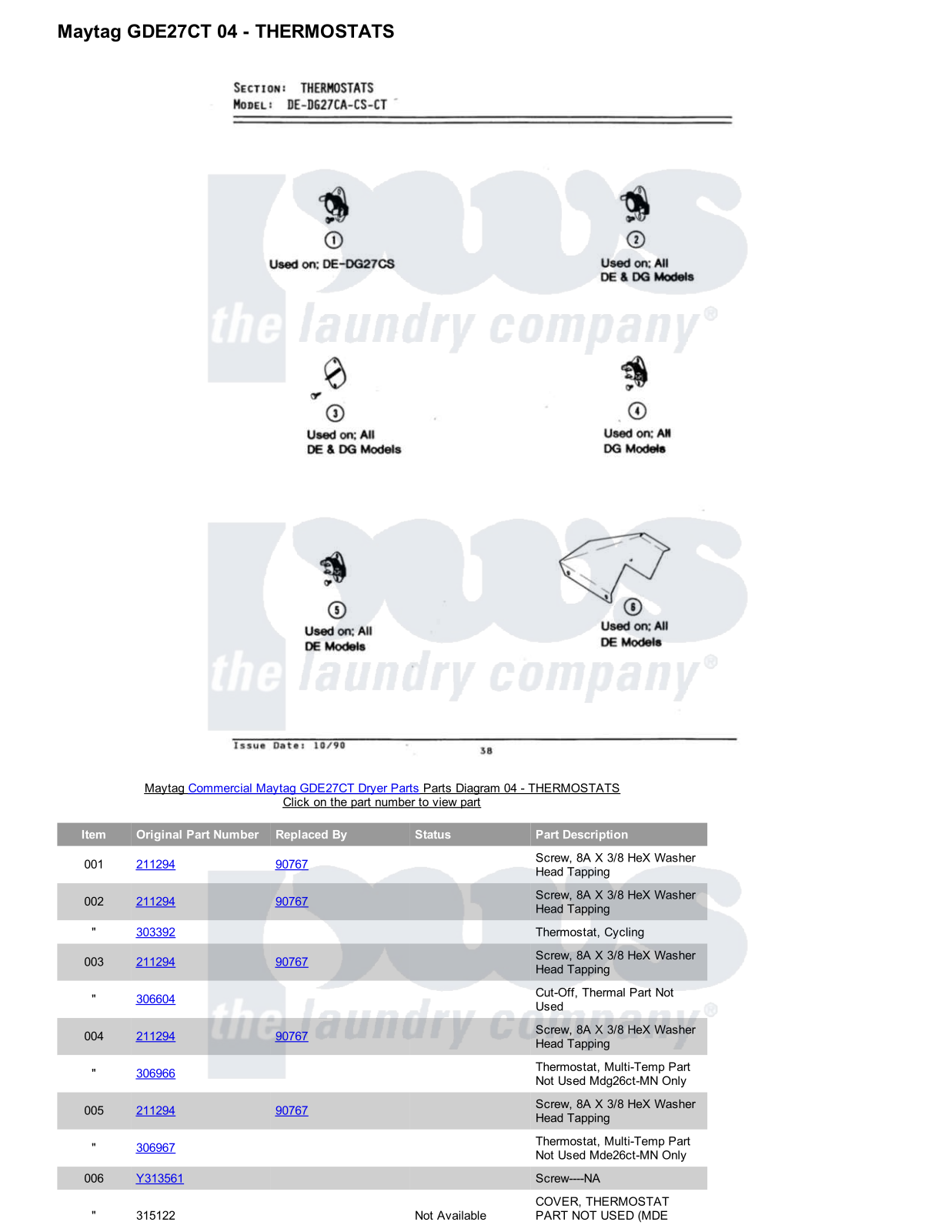 Maytag GDE27CT Parts Diagram