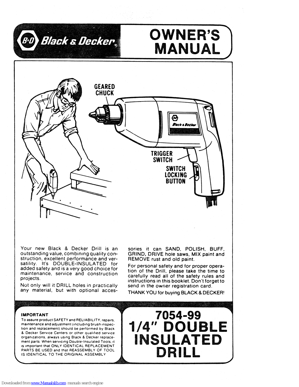 Black & Decker 7054-99 Owner's Manual