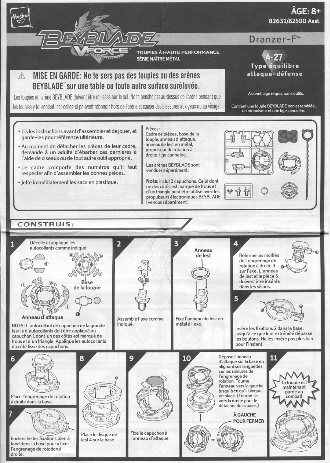 HASBRO BEYBLADE TOPS DRANZER F User Manual