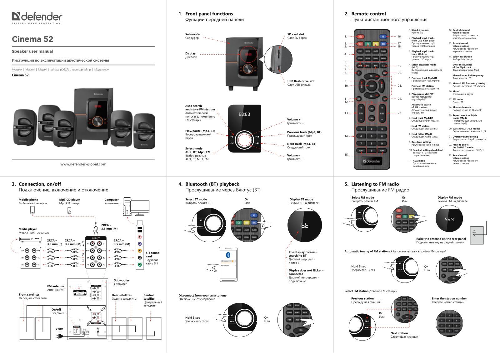 Defender Cinema 52 User Manual