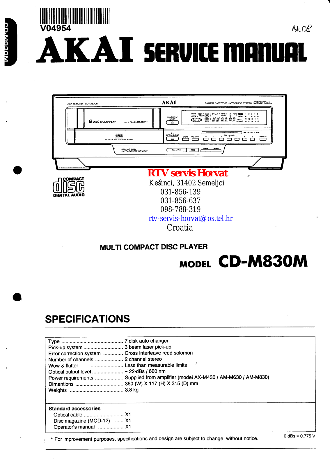 Akai CDM-830-M Service manual