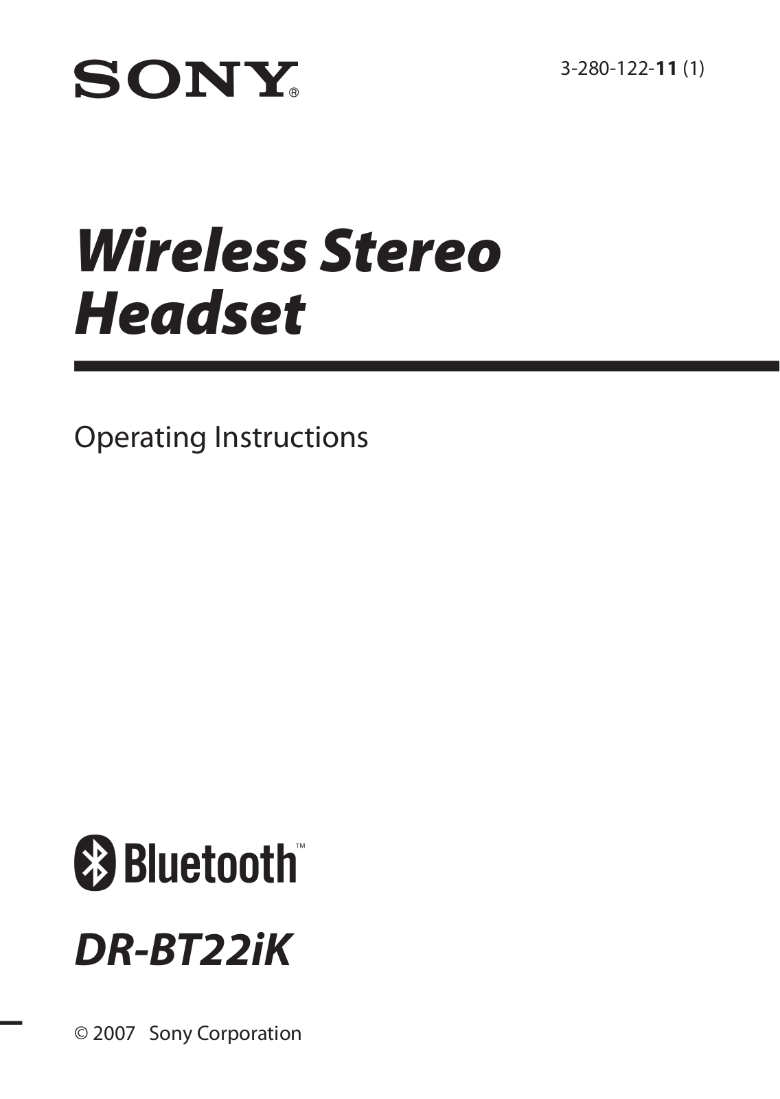 Sony DR-BT22iK User Manual