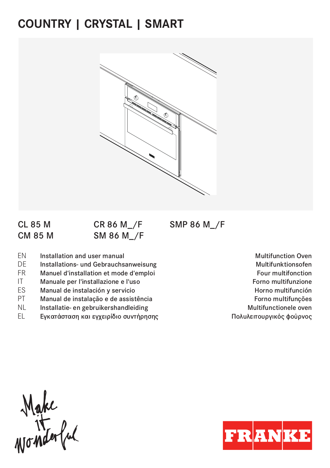 Franke CL 85 M, CM 85 M User Manual