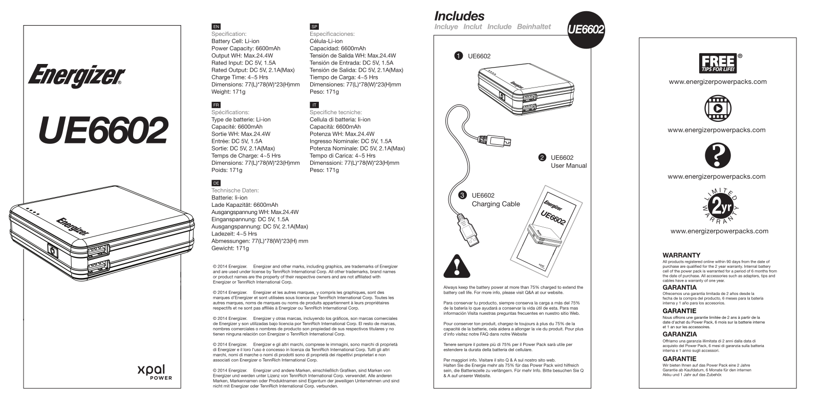 Energizer UE6602 User guide