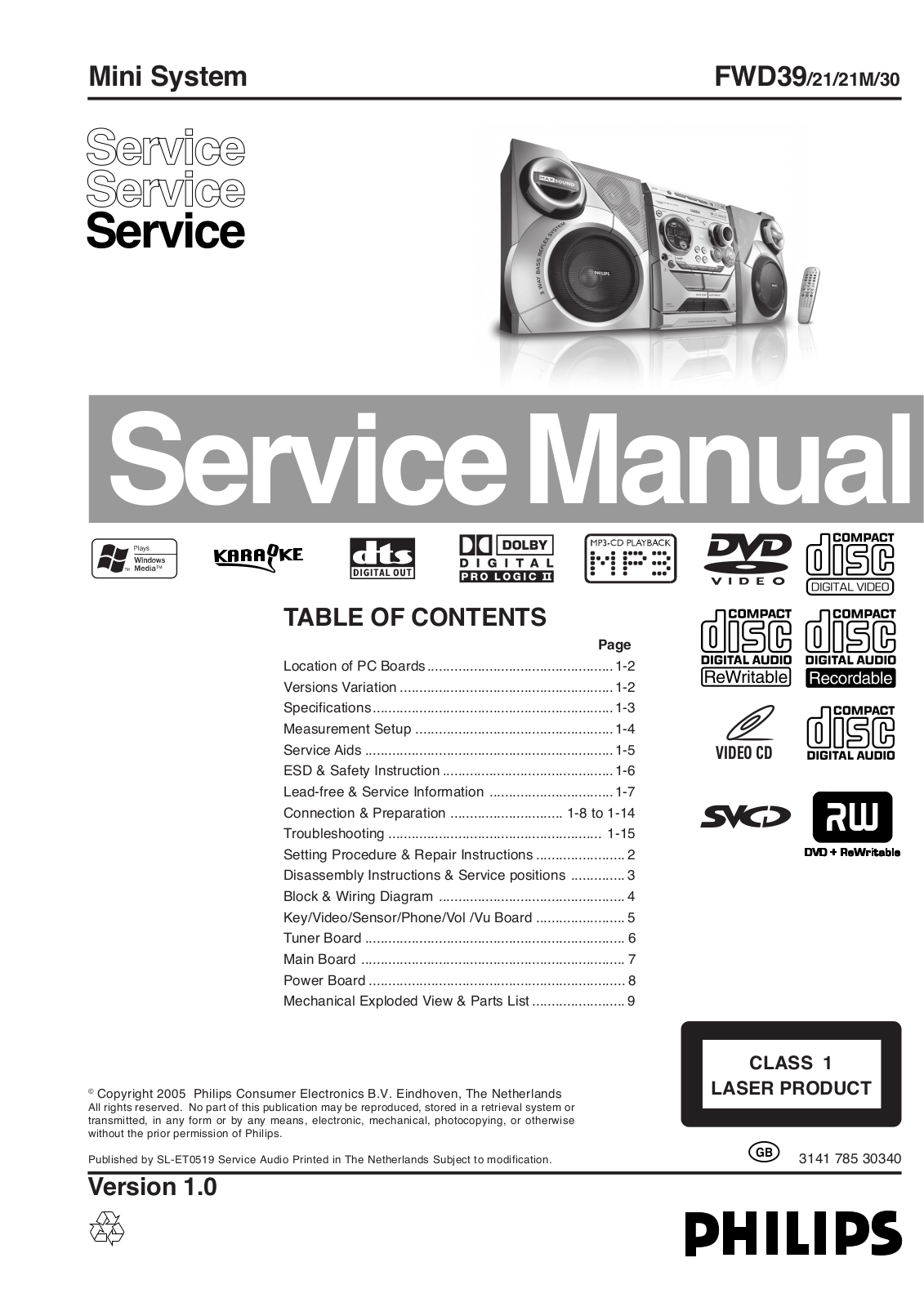 Philips FWD-39 Service manual