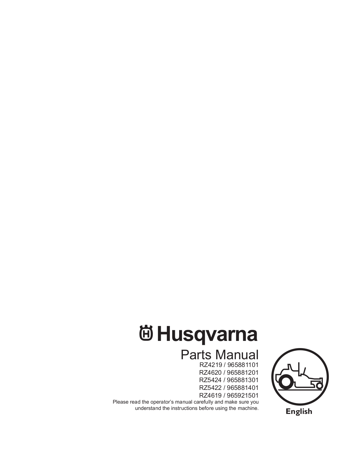 Husqvarna RZ4619, RZ5422, RZ4620 - 965881201, 965881301, RZ5424 - 965881301 User Manual