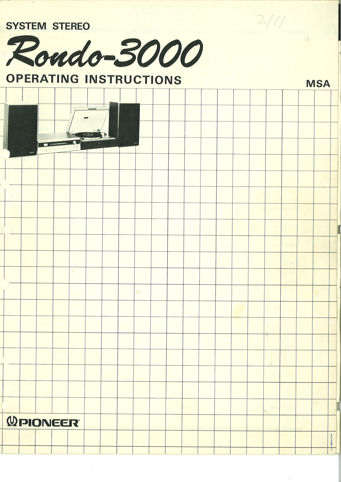 PIONEER Rondo-3000 Service Manual