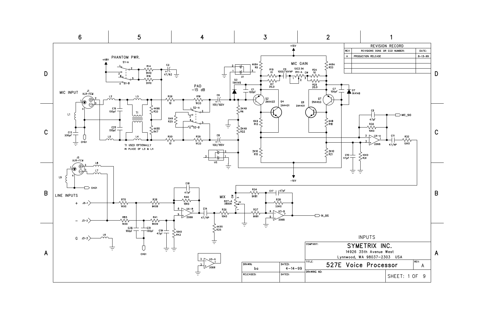 Symetrix 527e Schematic