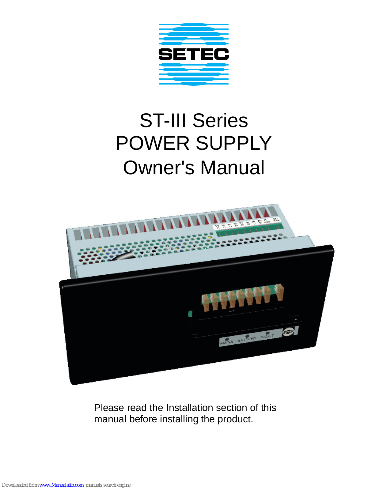 Setec ST-III Series Owner's Manual