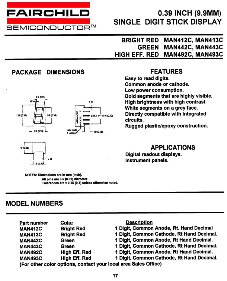 Fairchild Semiconductor MAN492C, MAN443C, MAN442C, MAN412C, MAN493C Datasheet