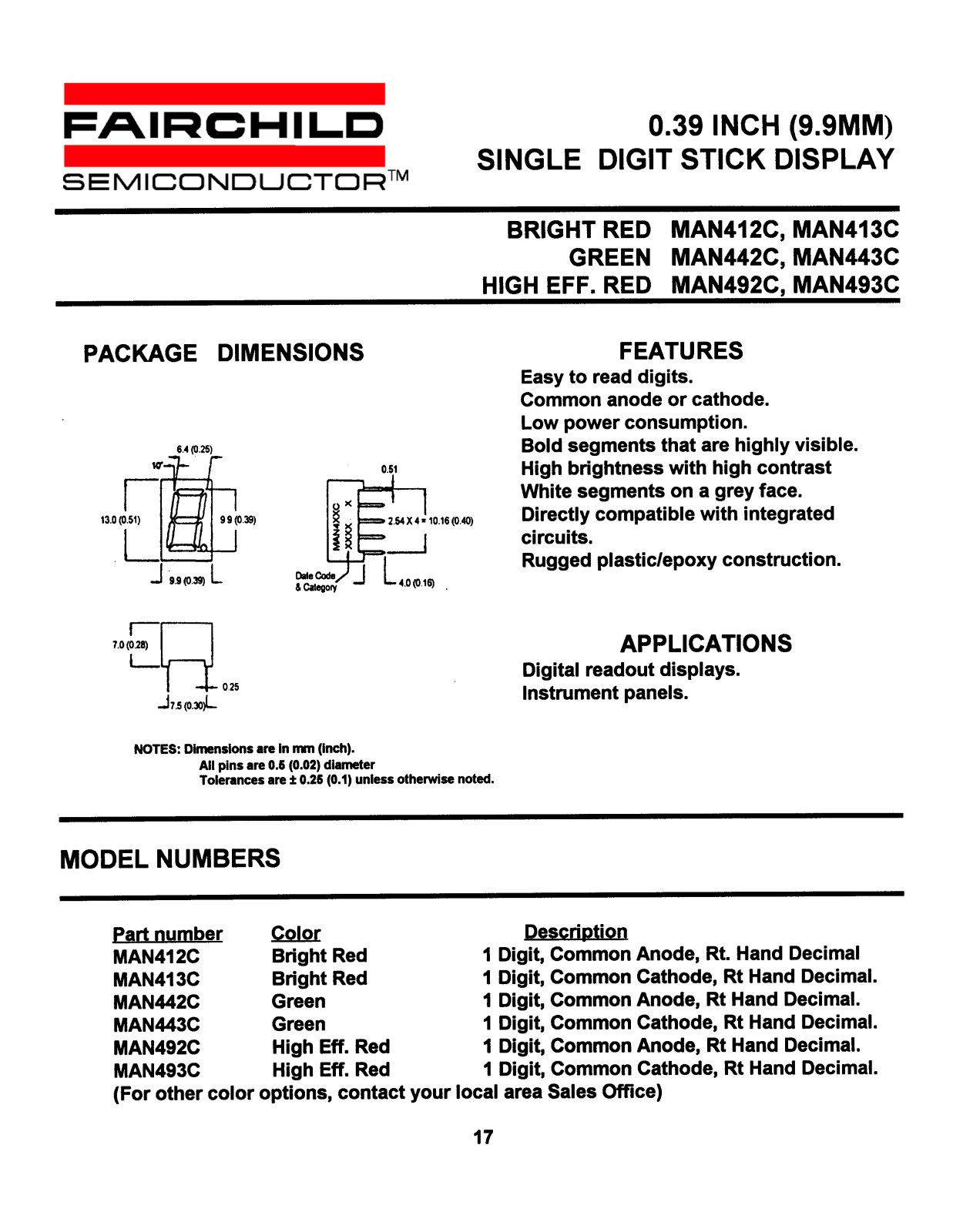 Fairchild Semiconductor MAN492C, MAN443C, MAN442C, MAN412C, MAN493C Datasheet