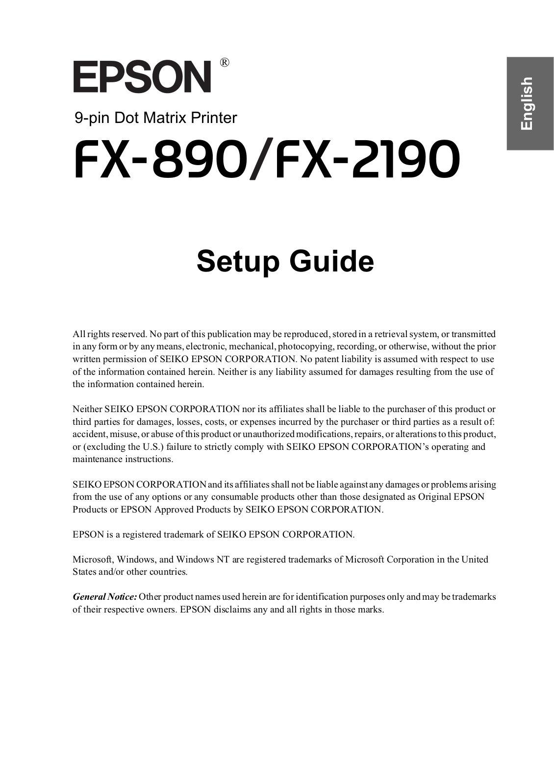 Epson FX-890, FX-2190 User Manual