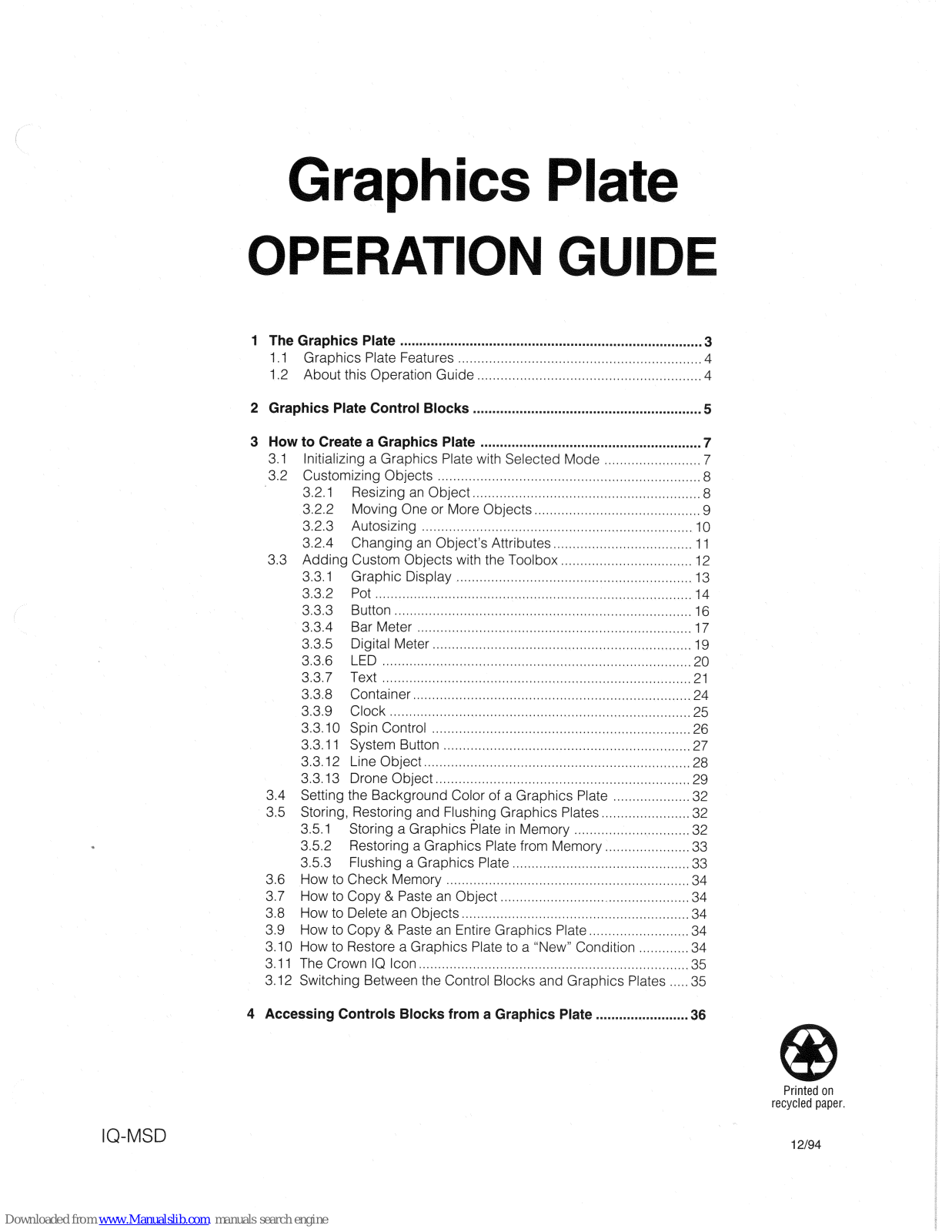 Crown AMB-5, MPX-6, SMX-6, Graphics plate Operation Manual