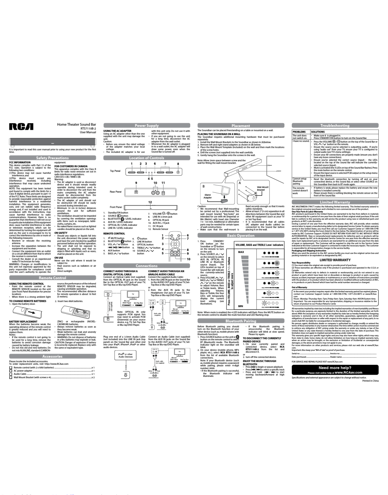 RCA RTS7110B-2 User Manual