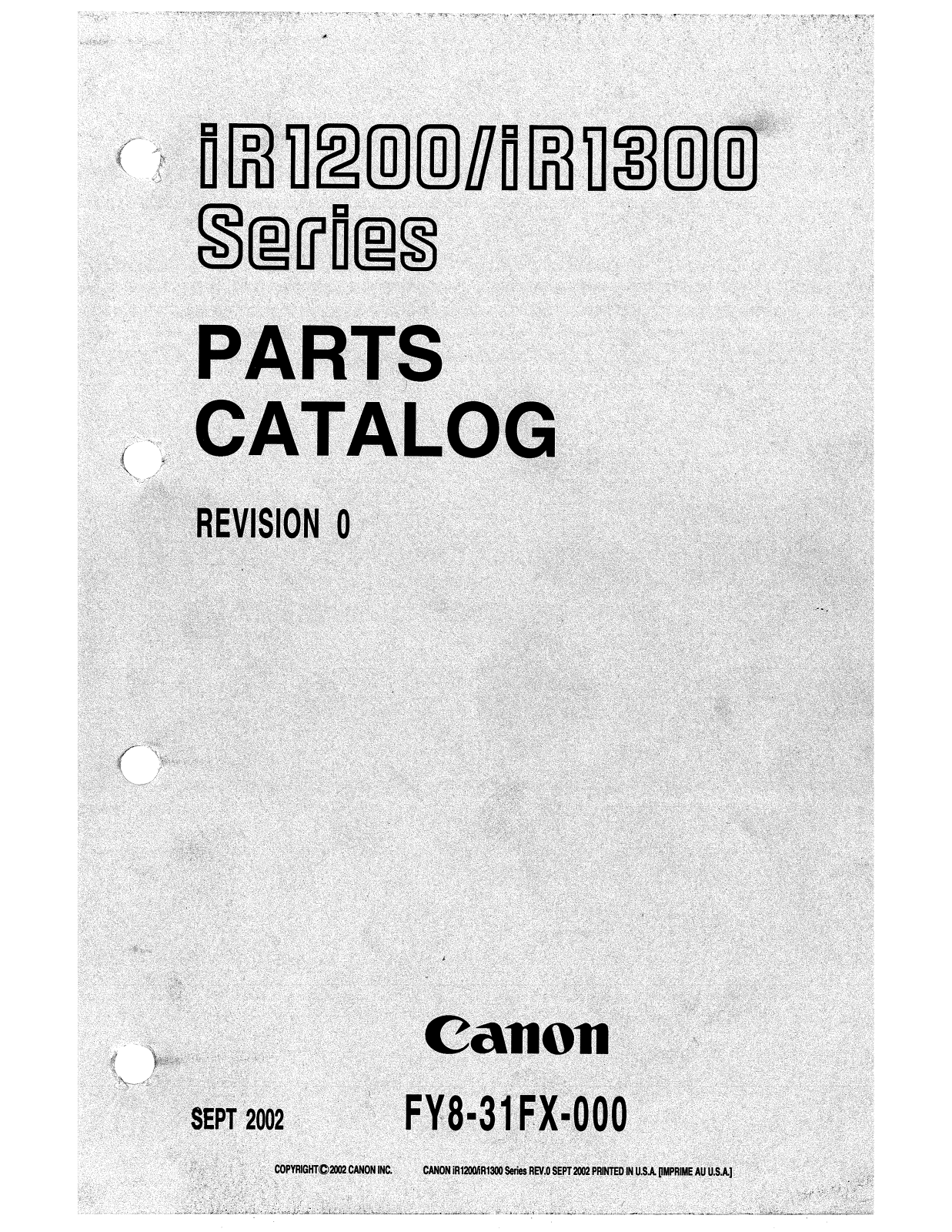 Canon IR1200, IR1300 PARTS CATALOG