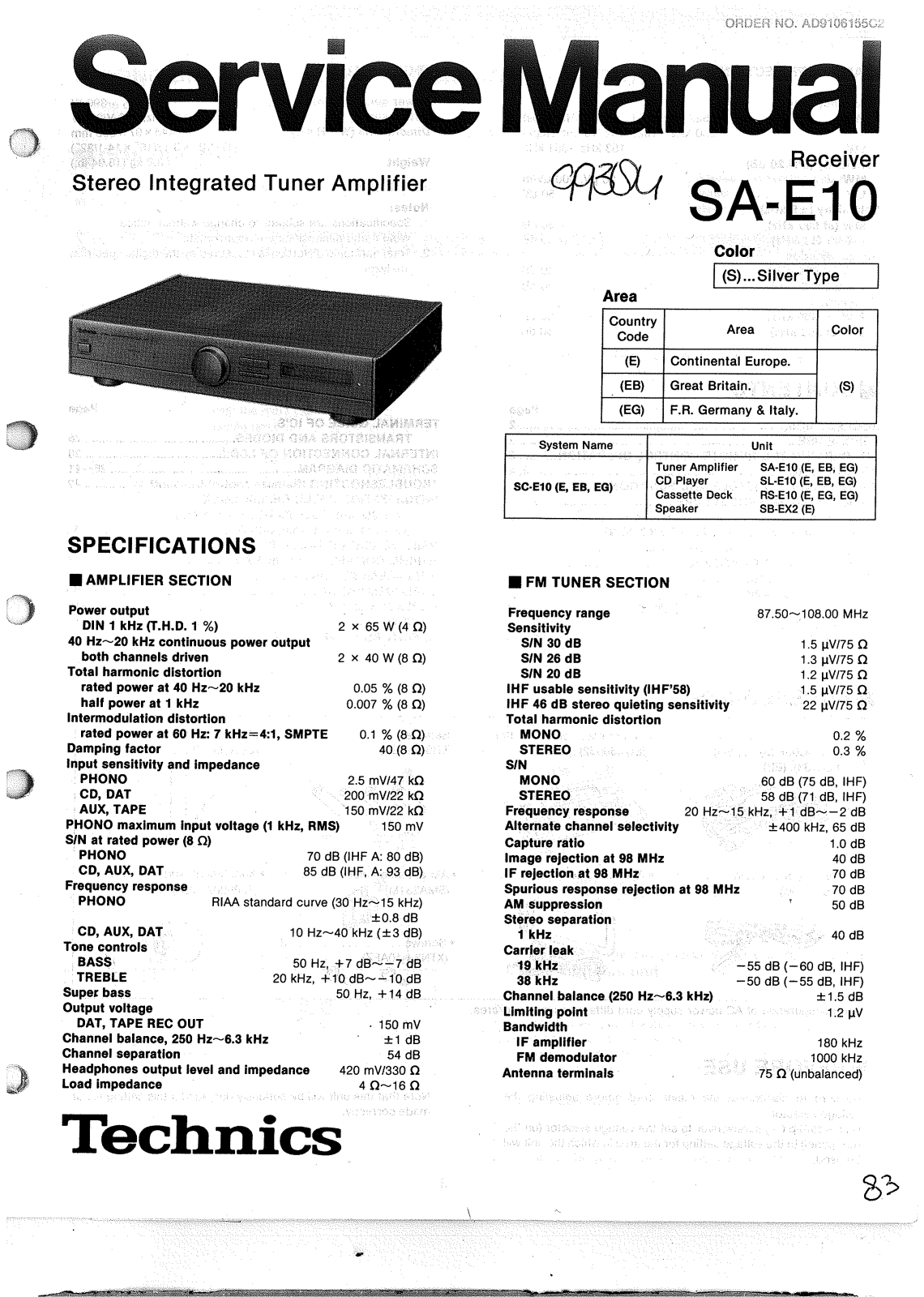 Technics SAE-10 Service manual