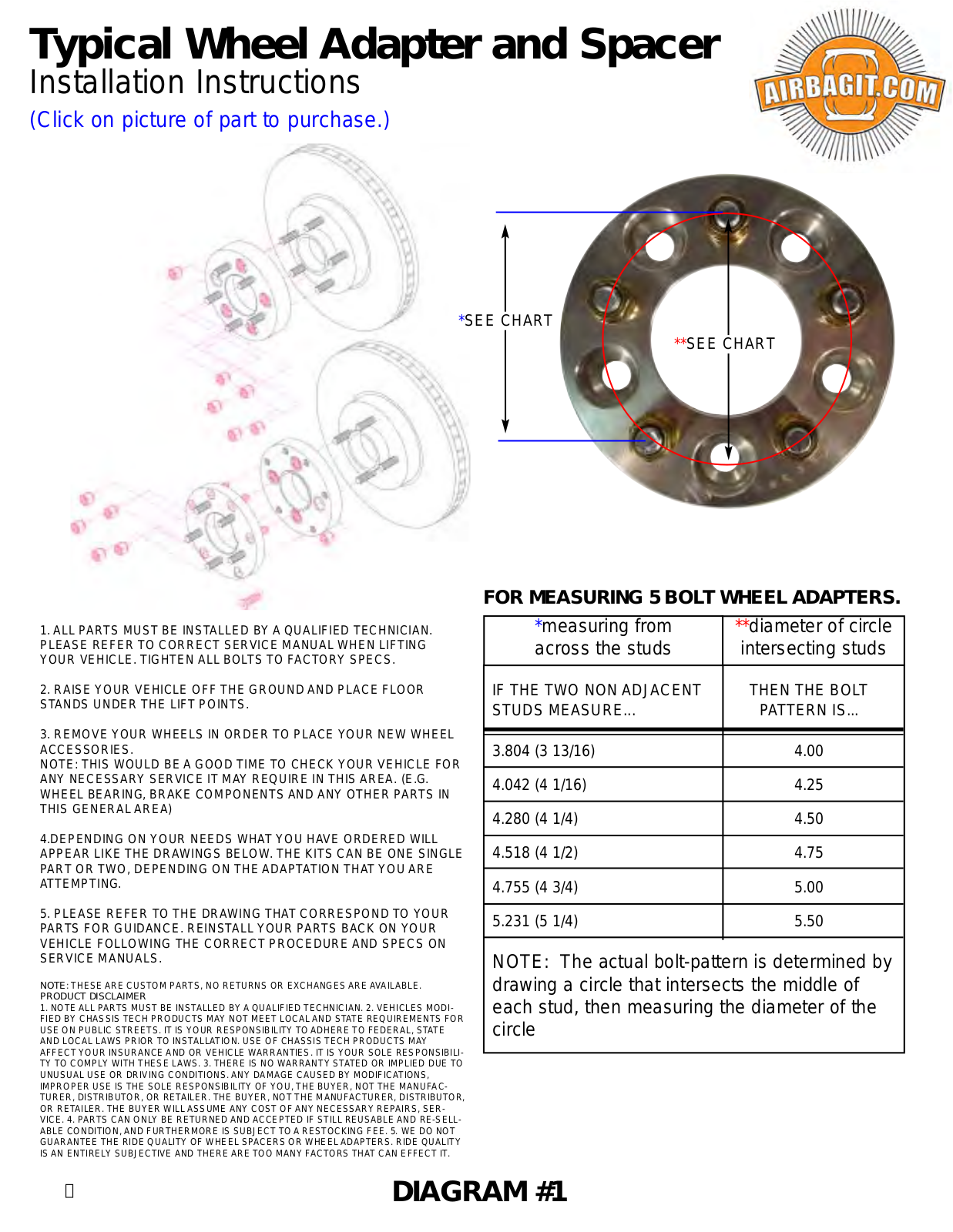 Airbagit Wheel Adapter and Spacer User Manual