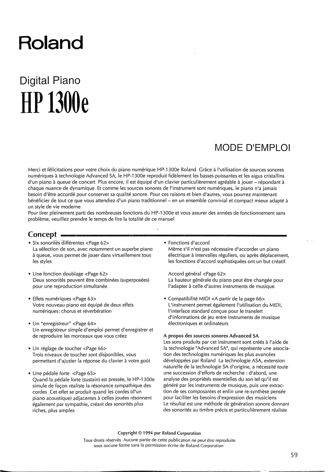 Roland HP-1300E User Manual