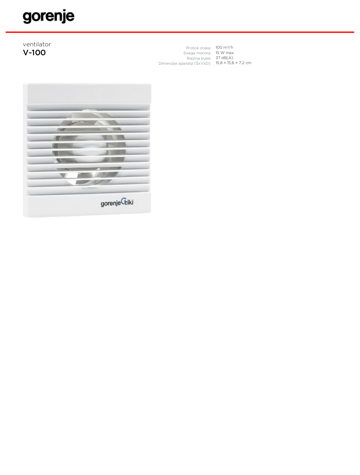 Gorenje V-100 DATASHEET