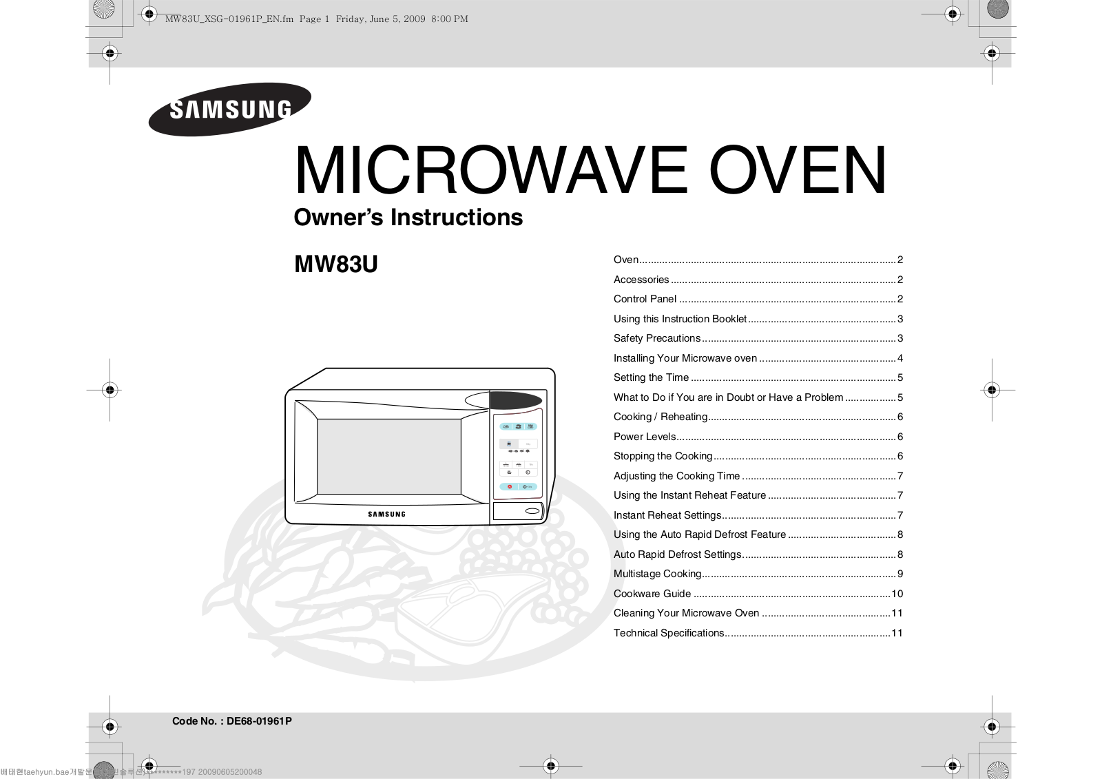 Samsung MW83U User Manual