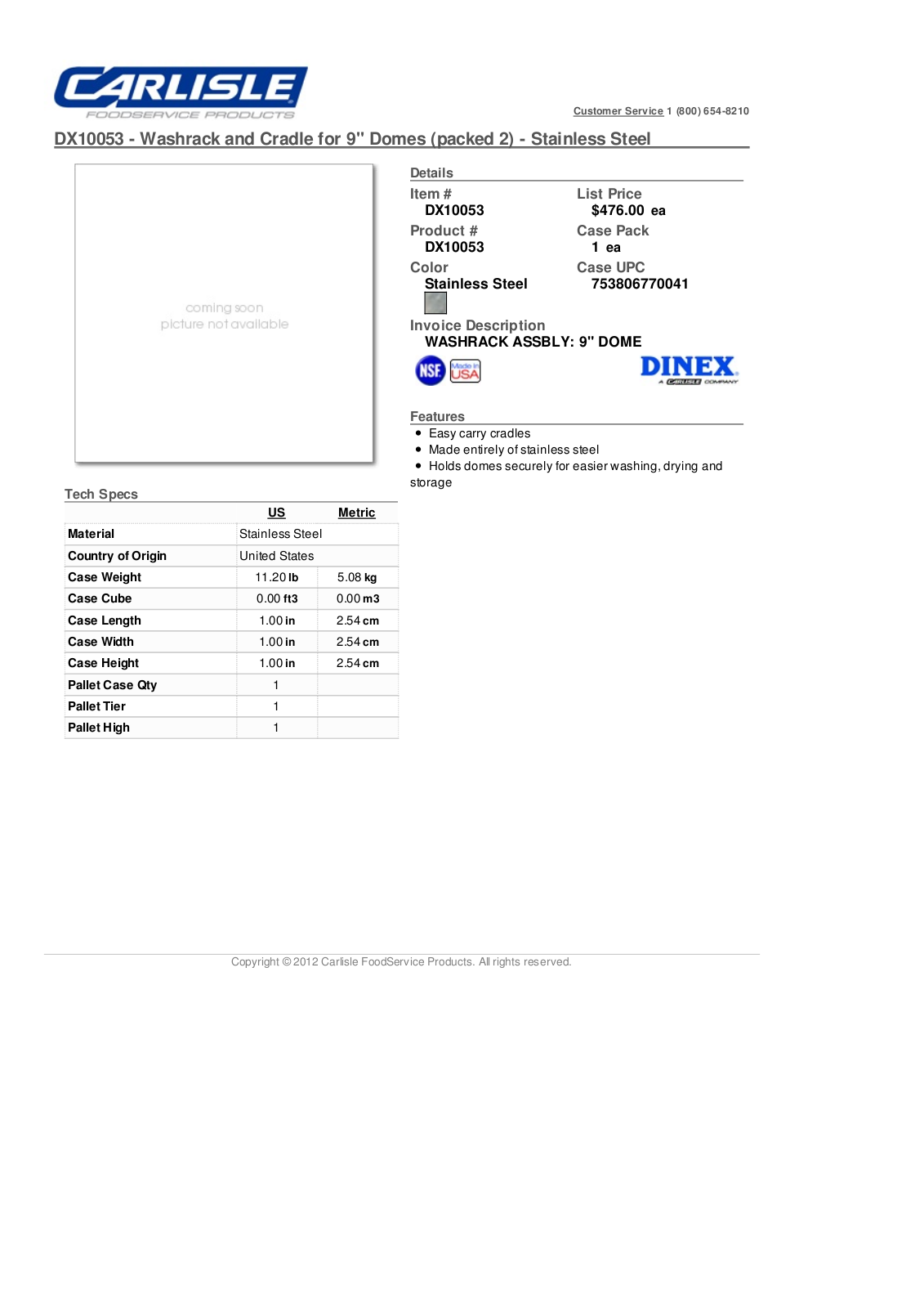 Carlisle DX10053 User Manual