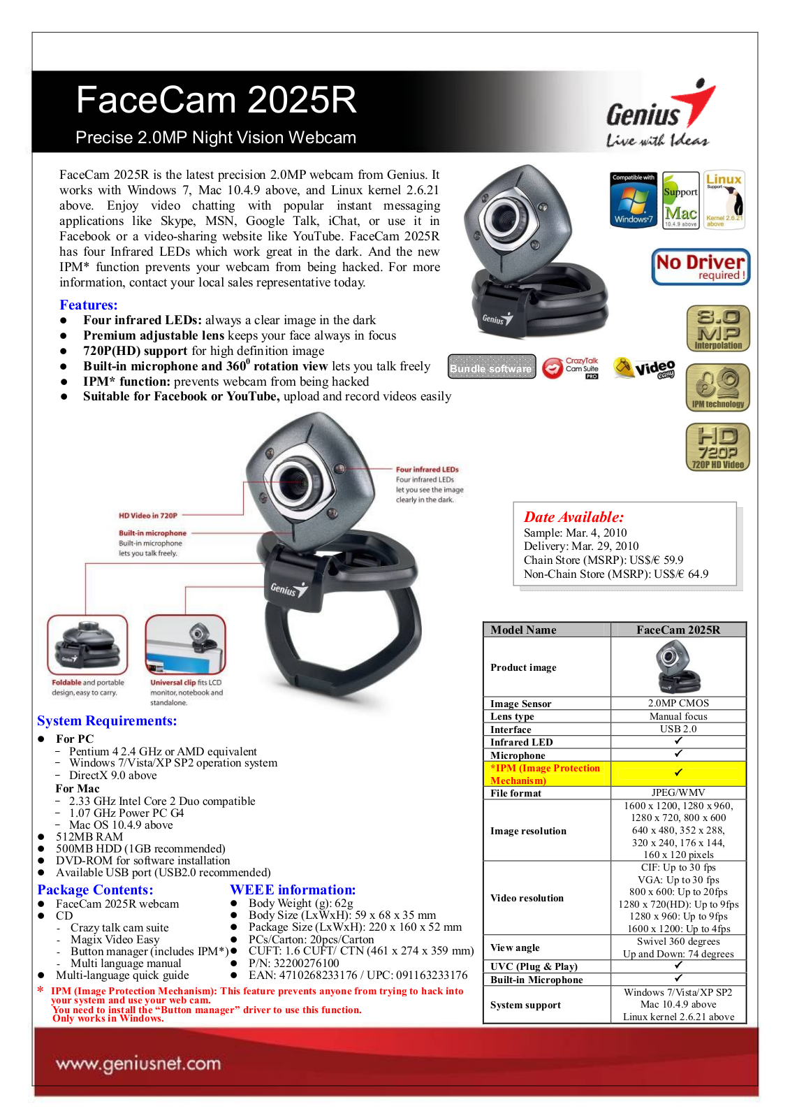 Genius FACECAM 2025R BROCHURE