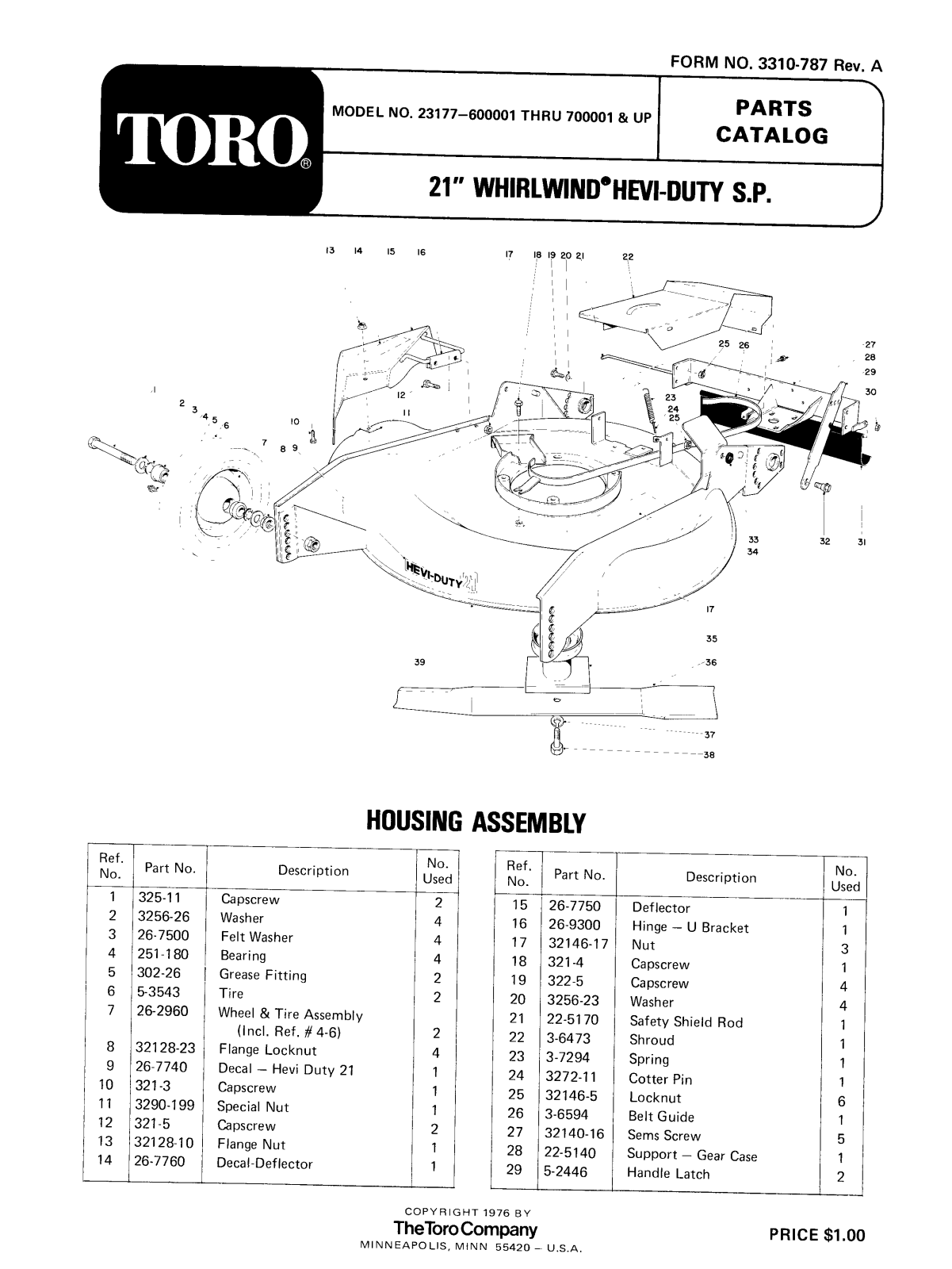 Toro 23177 Parts Catalogue