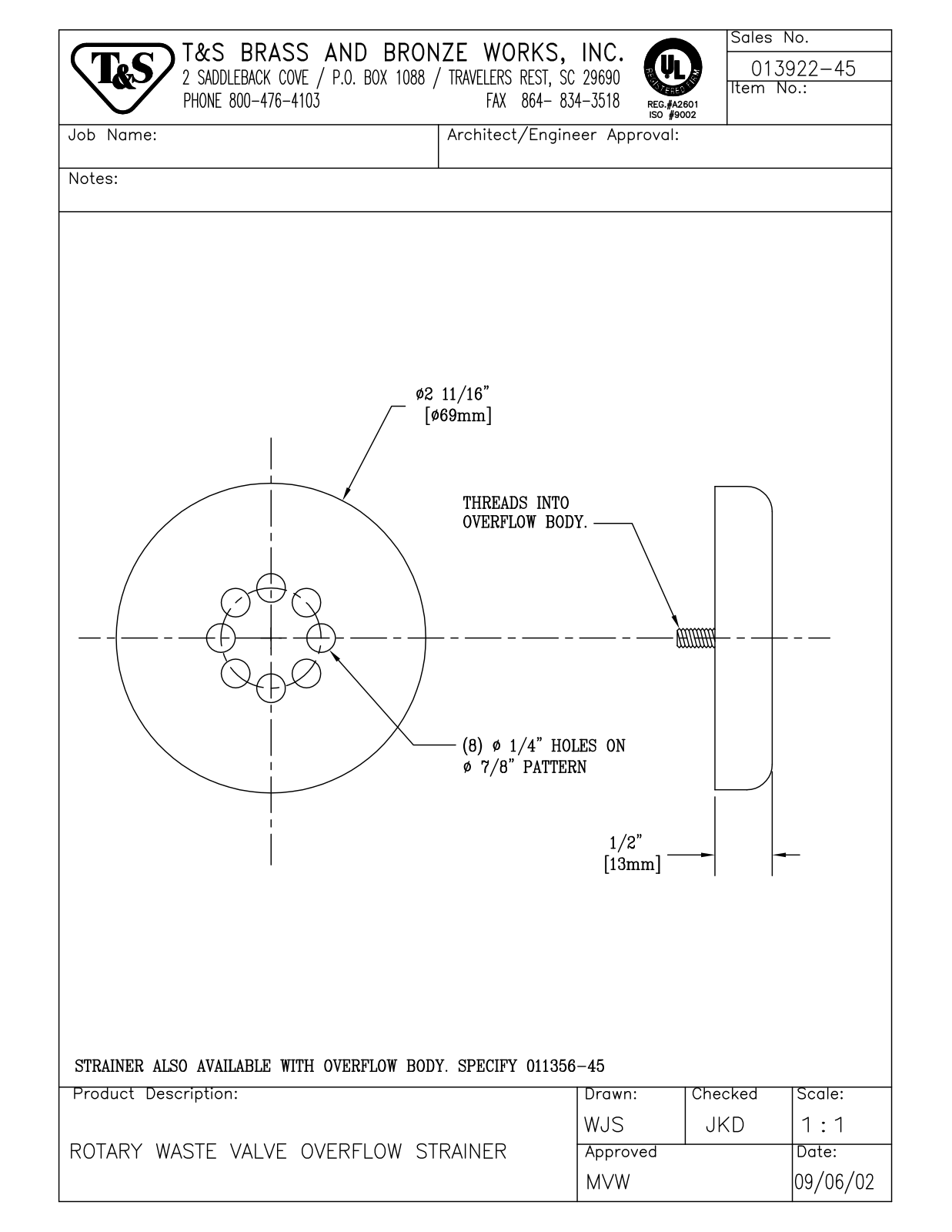 T&S Brass 013922-45 User Manual