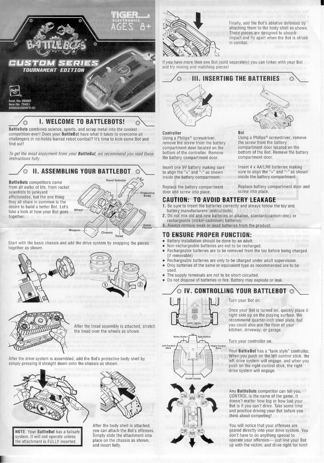 HASBRO Battlebots Diablo RC Custom Series Tournament User Manual