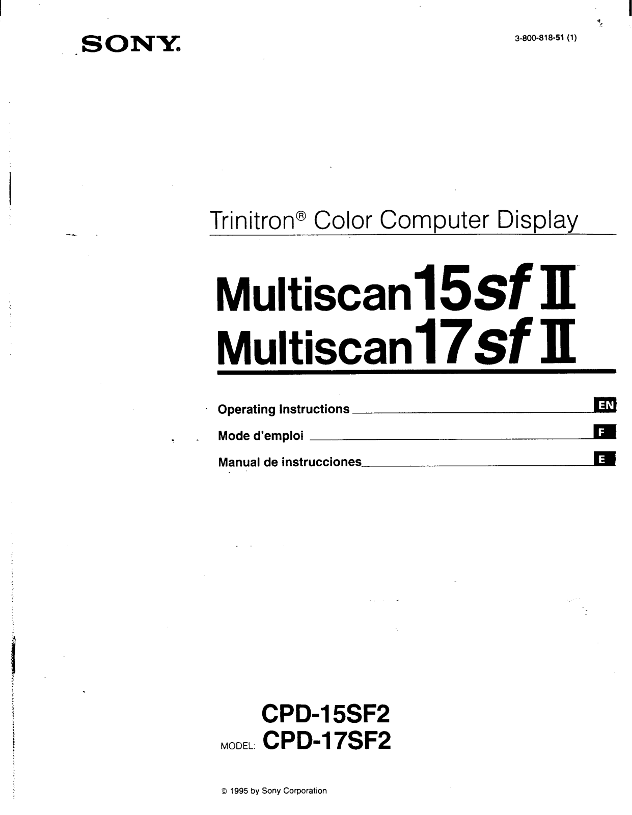 Sony CPD-17SF2, CPD-15SF2 Operating Manual