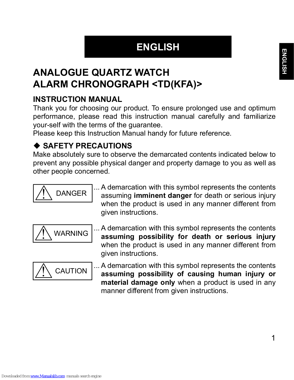 Orient TD(KFA) Instruction Manual - ManualMachine.com