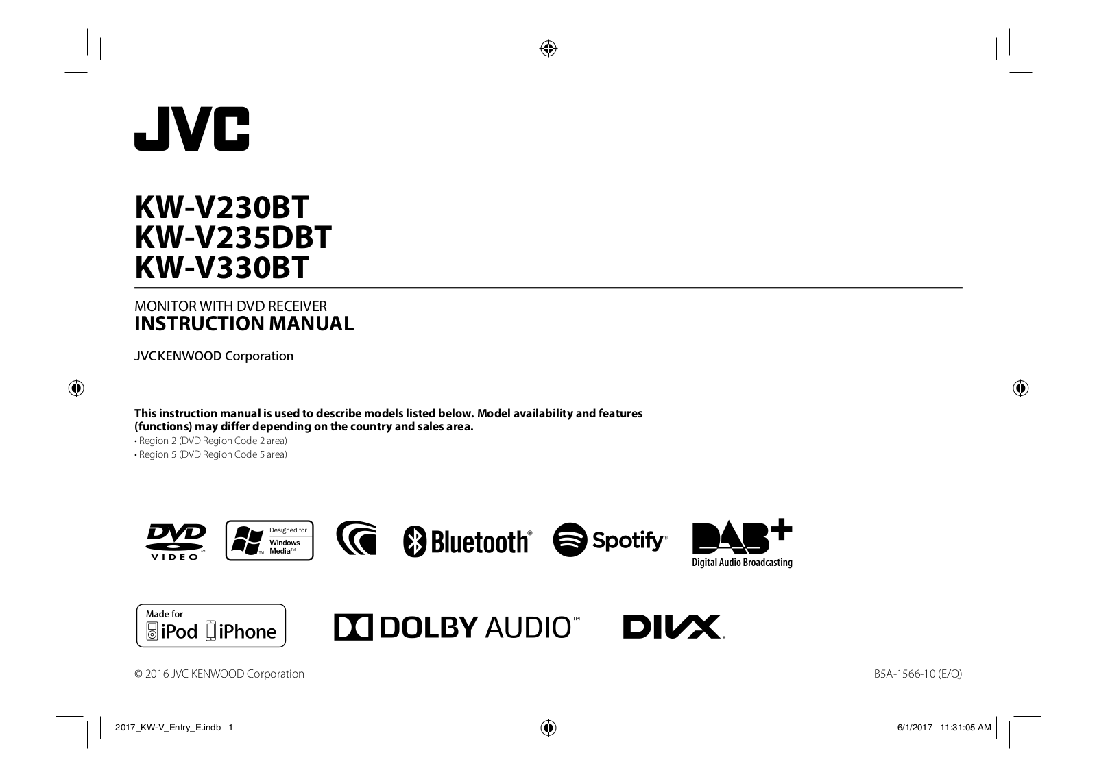 JVC KW-V235DBT operation manual