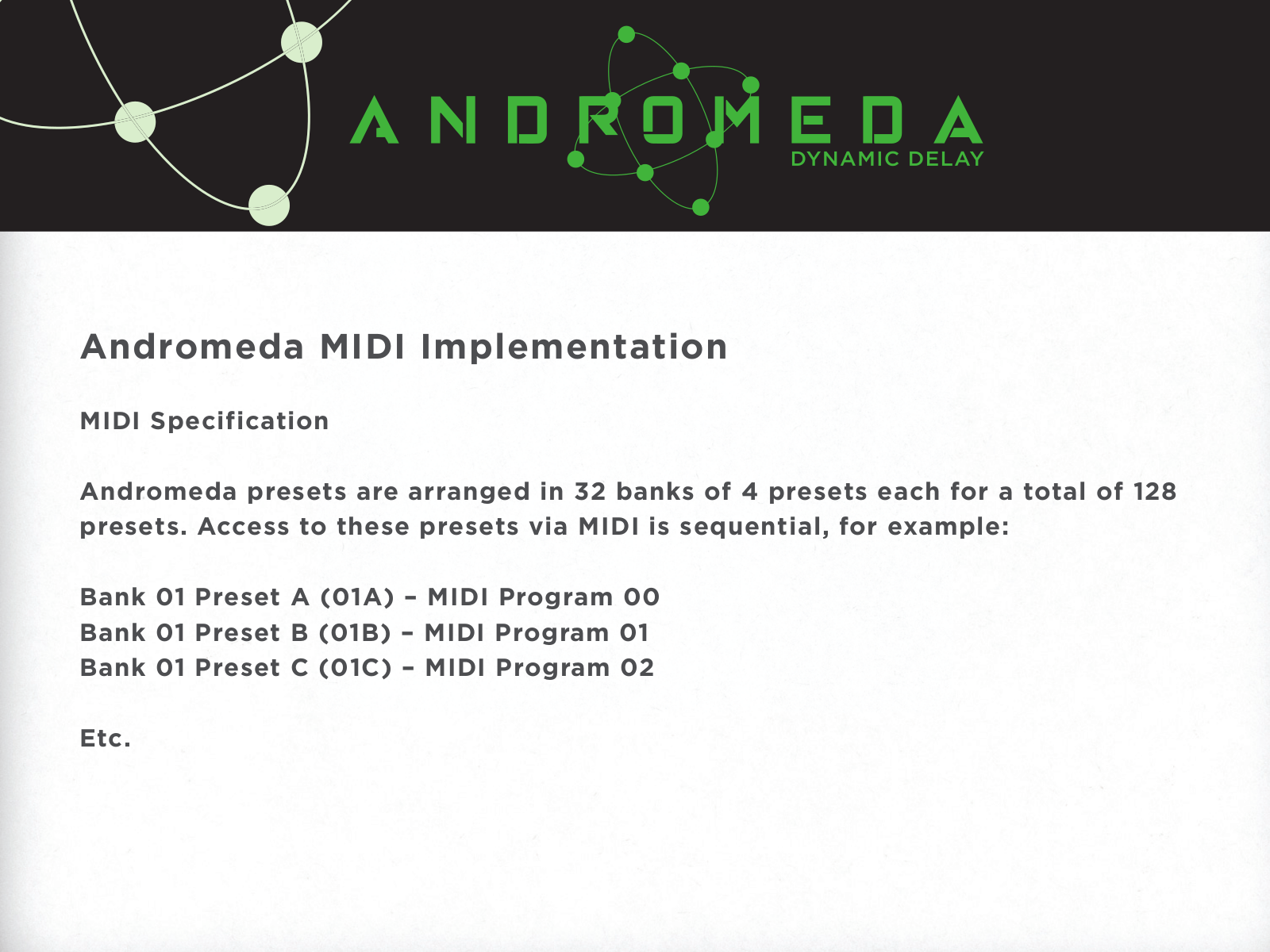 Seymour Duncan Andromeda MIDI Specification