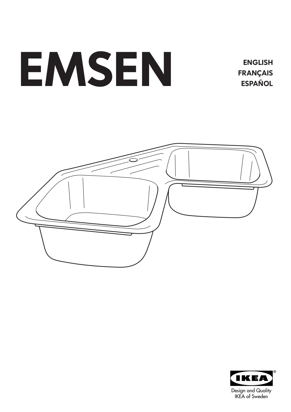 IKEA EMSEN DOUBLE BOWL CORNER SINK 34X34 Assembly Instruction