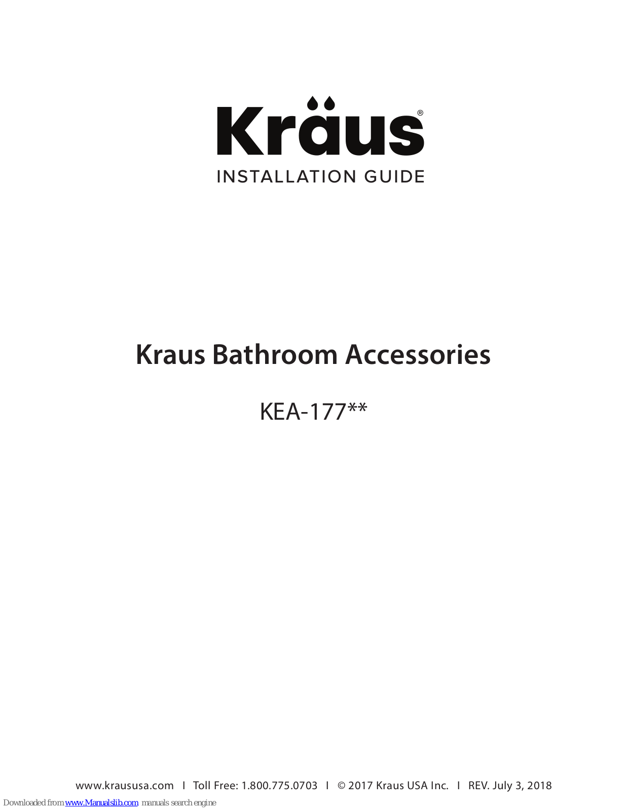 Kraus KEA-177 Series Installation Manual