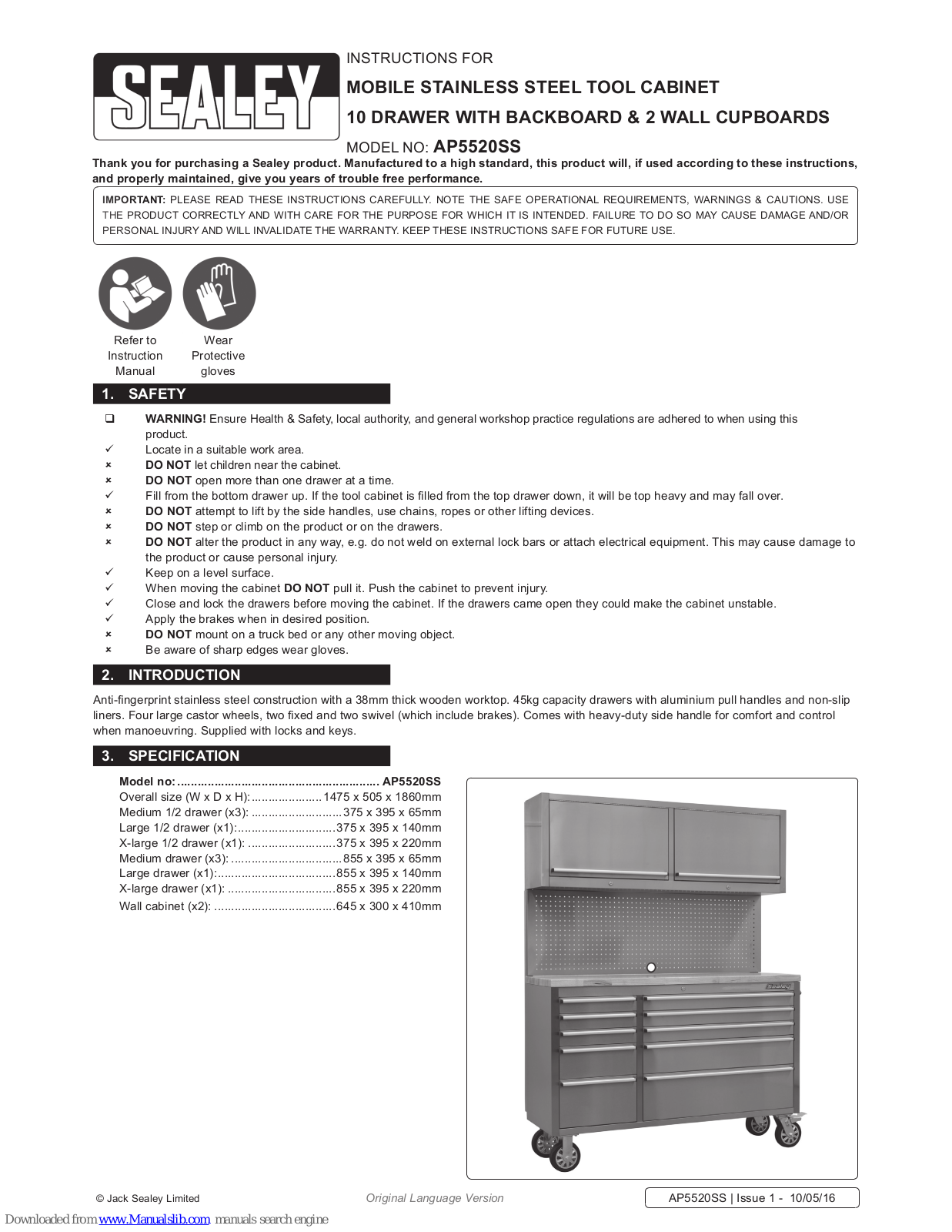 Sealey AP5520SS Instruction Manual