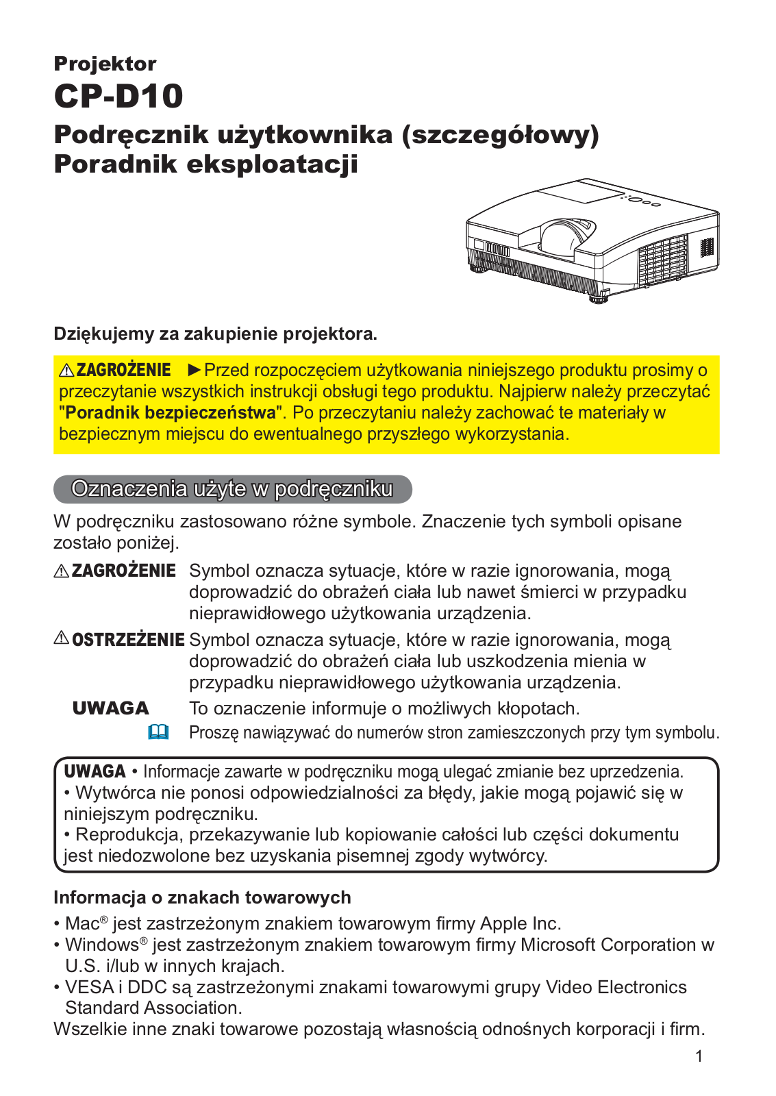 Hitachi CP-D10 User Manual