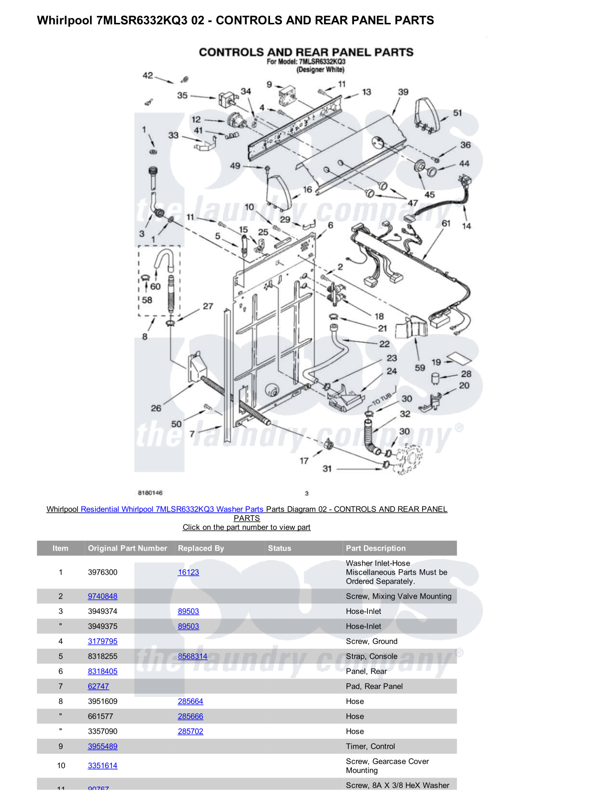 Whirlpool 7MLSR6332KQ3 Parts Diagram