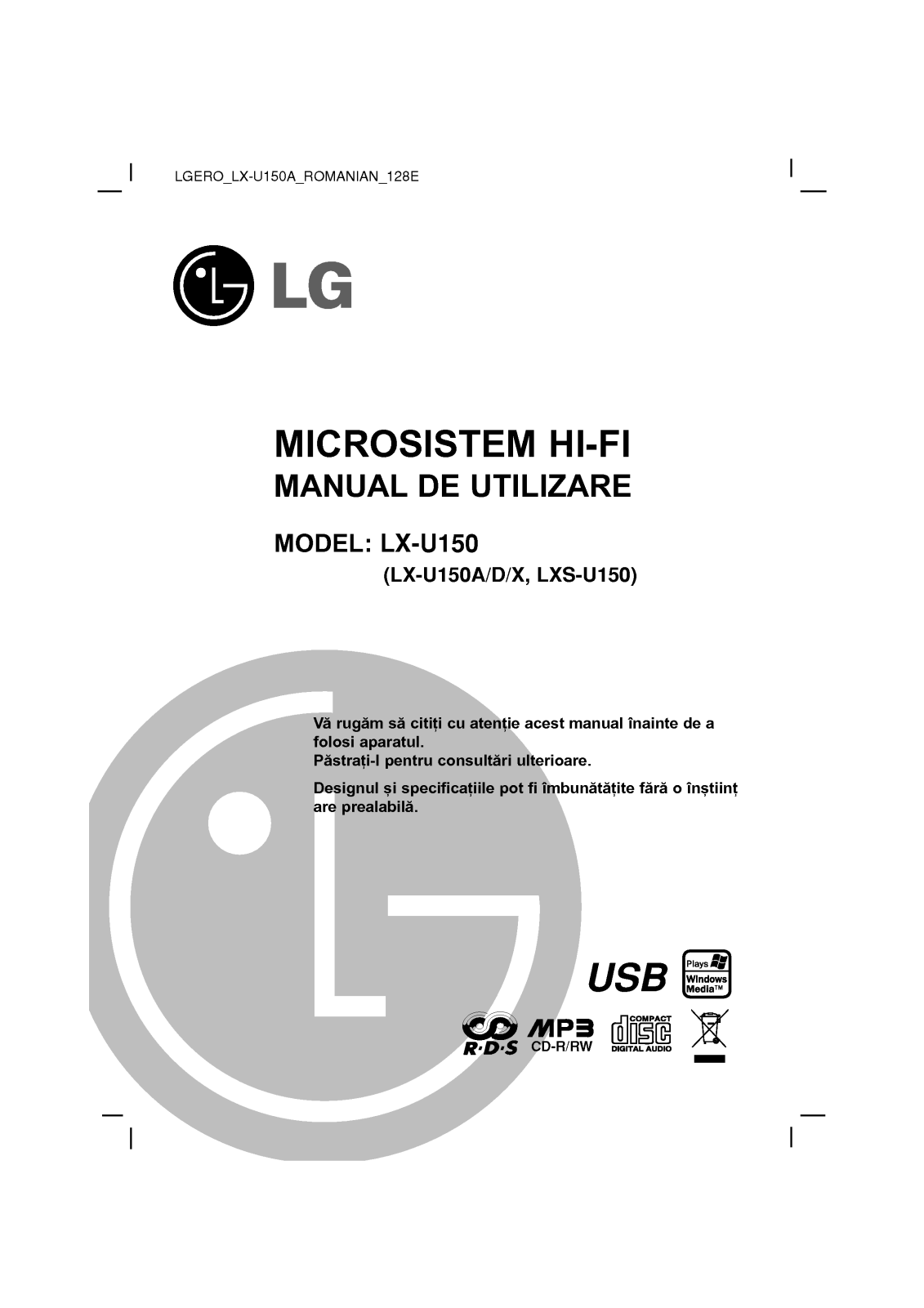 Lg LX-U150 user Manual