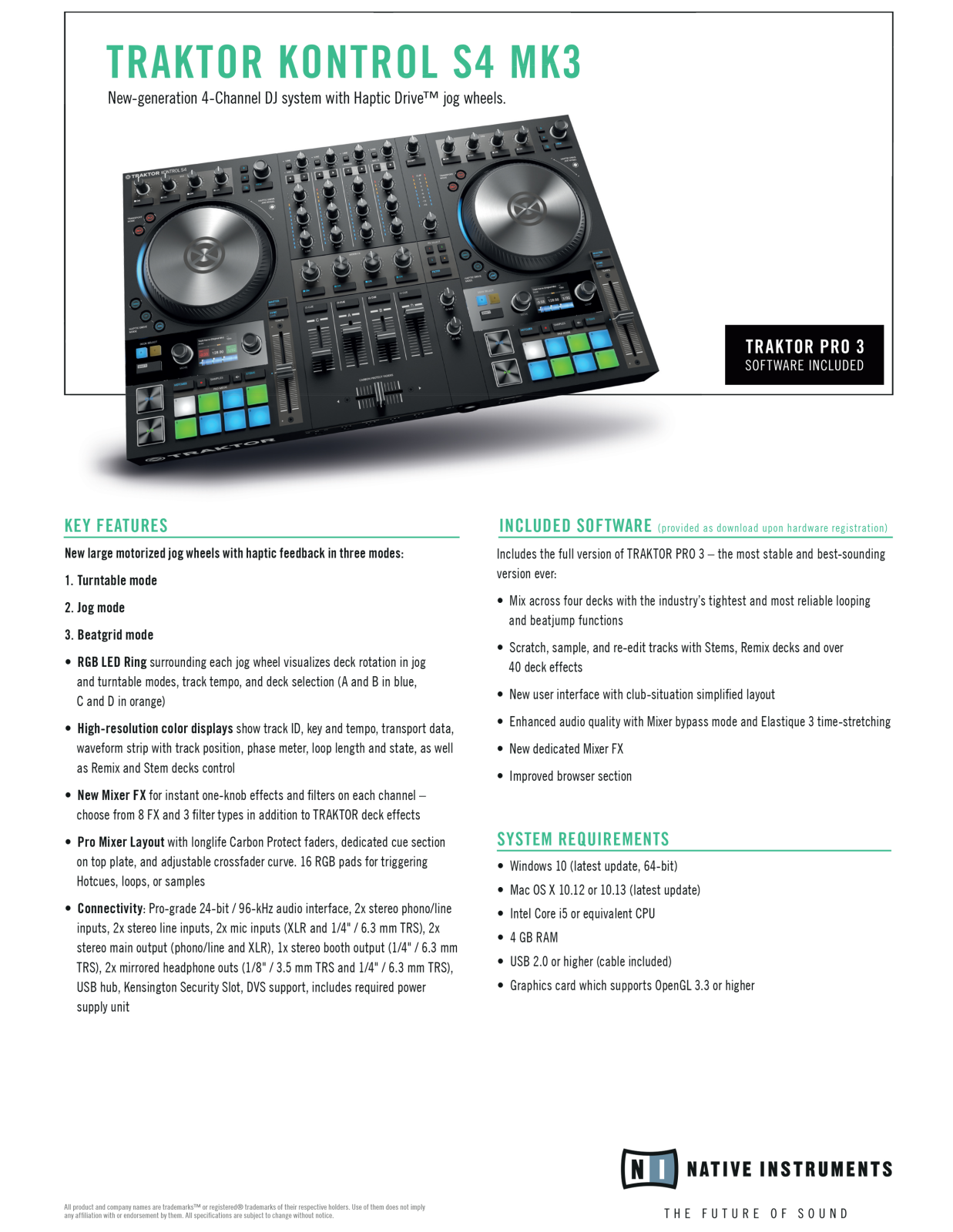 Native Instruments TRAKTOR KONTROL S4 MK3 Datasheet