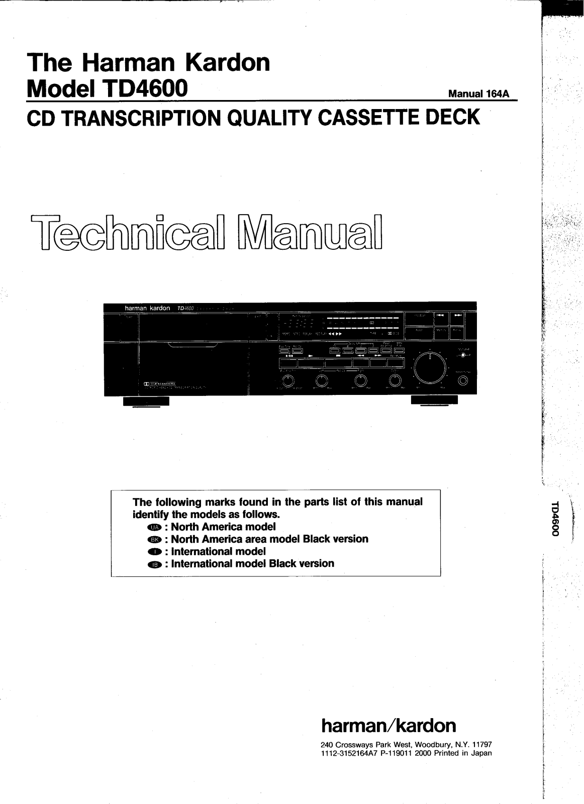 Harman Kardon TD-4600 Service manual