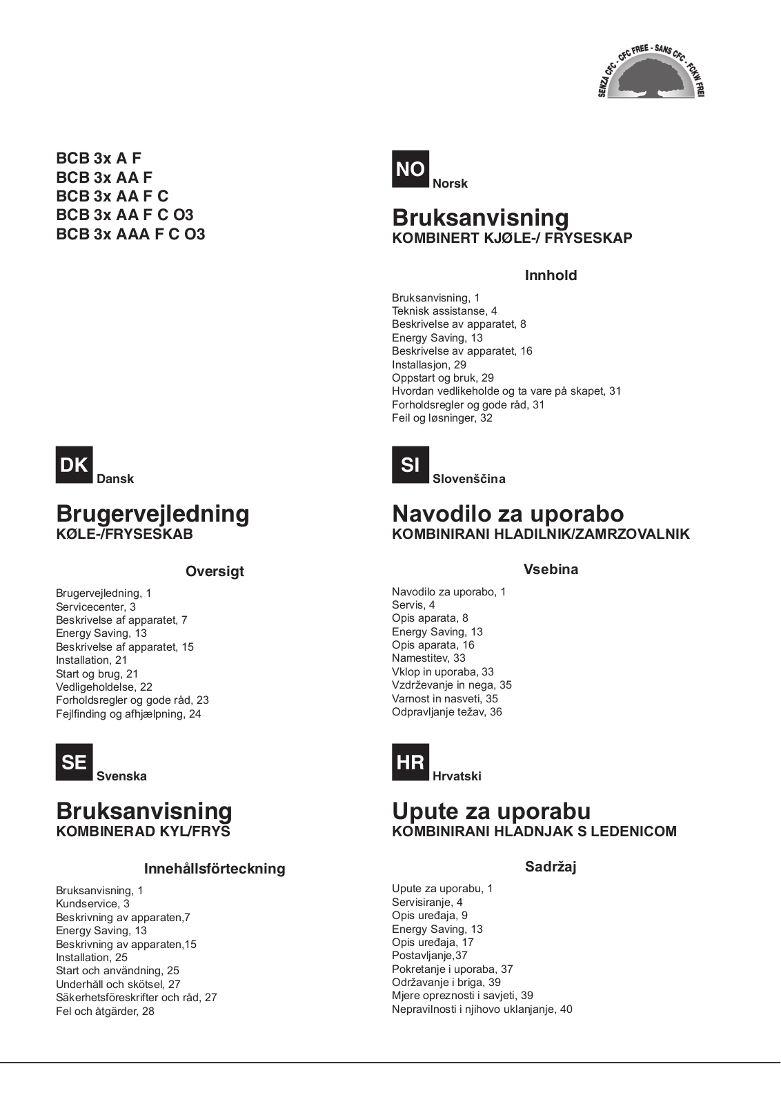 Hotpoint Ariston BCB 31 AAA F C O3, BCB 33 AAA F C O3, BCB 33 AA F C, BCB 31 AA F C, BCB 31 AA F C O3 User Manual