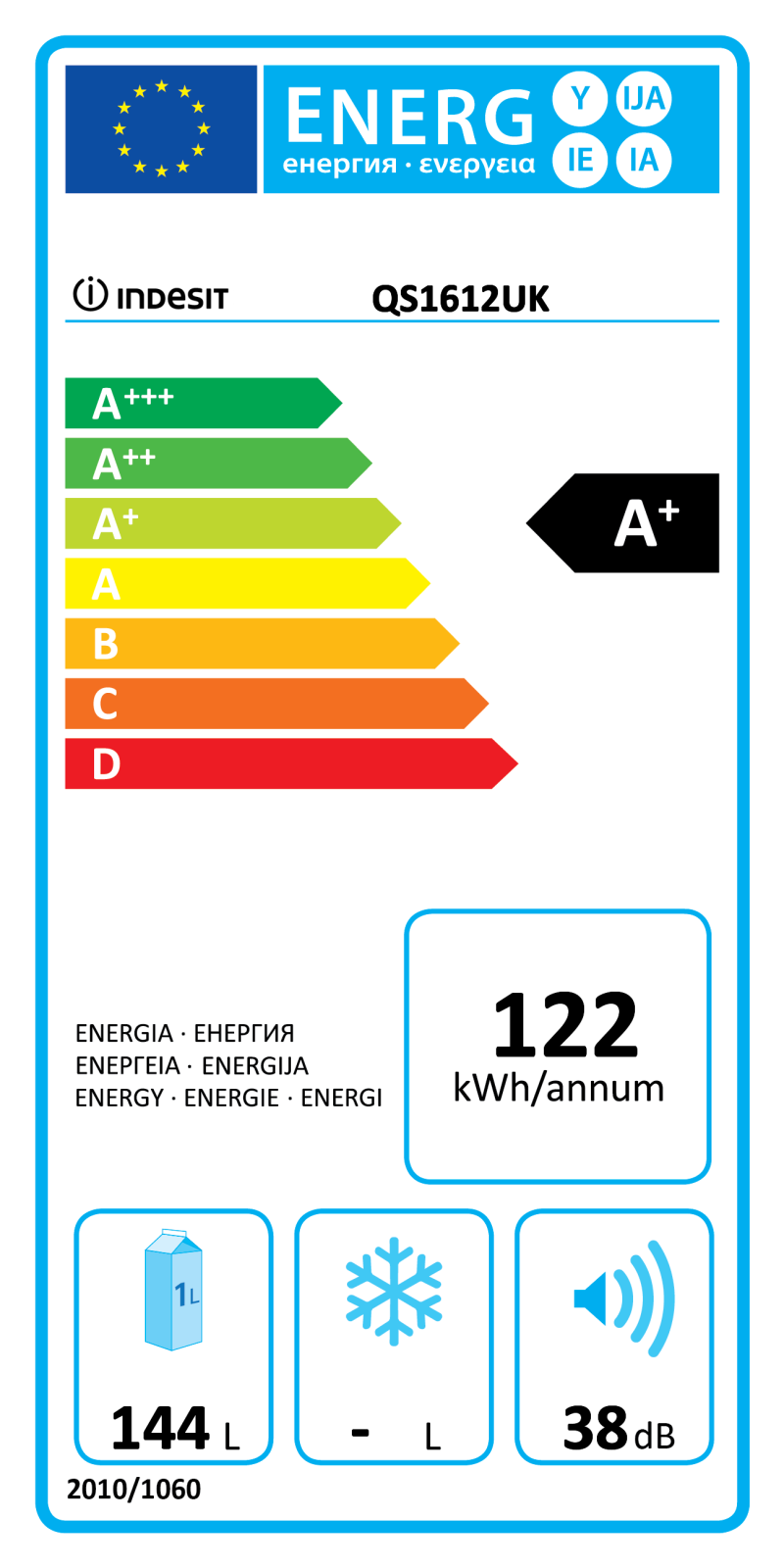 Indesit Q S 1612 UK Energy Label