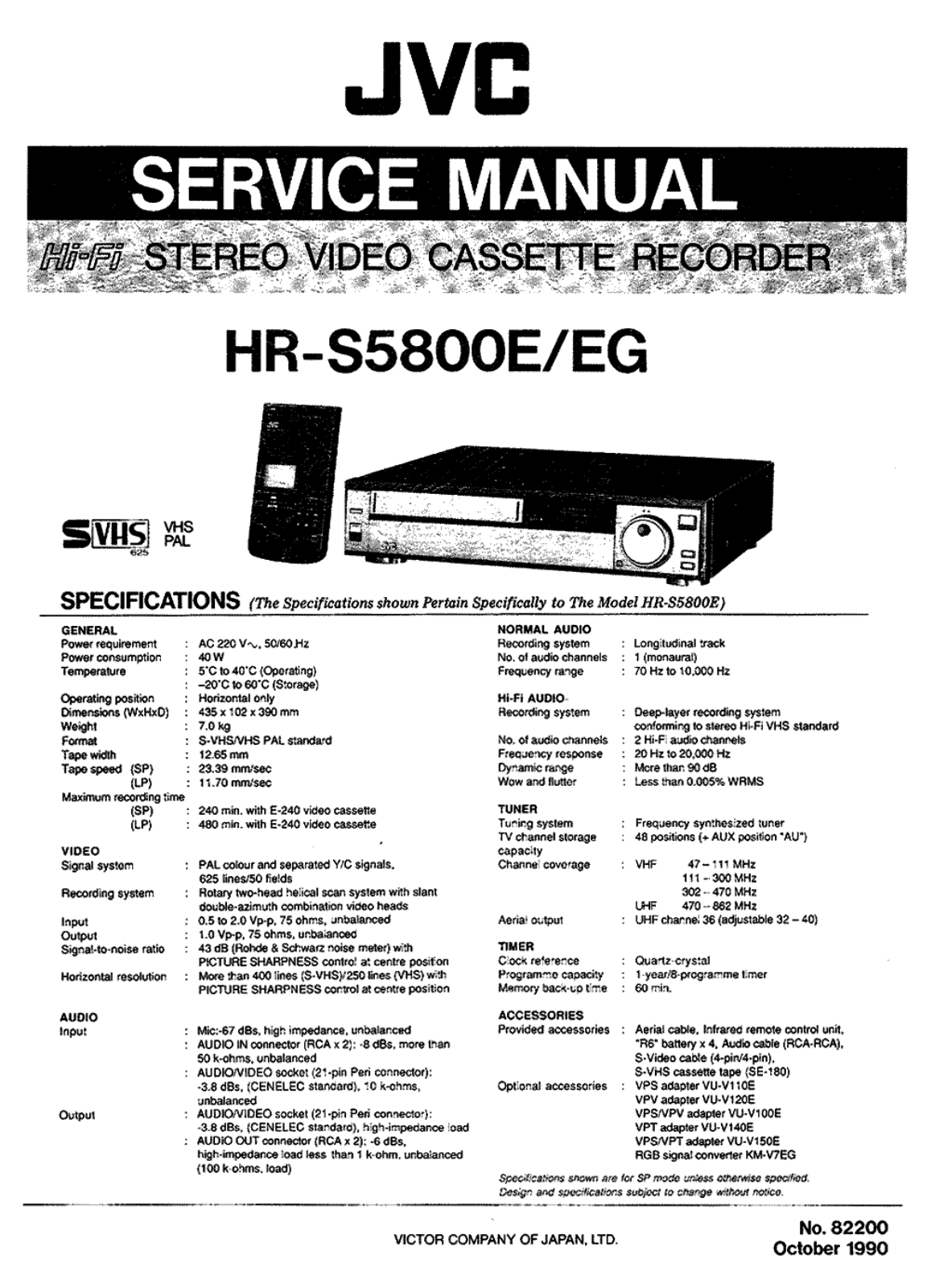 JVC HRS-5800-E Schematic