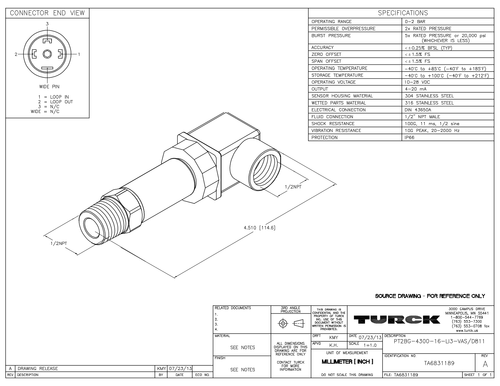 Turck PT2BG-4300-16-LI3-VASD811 Data Sheet