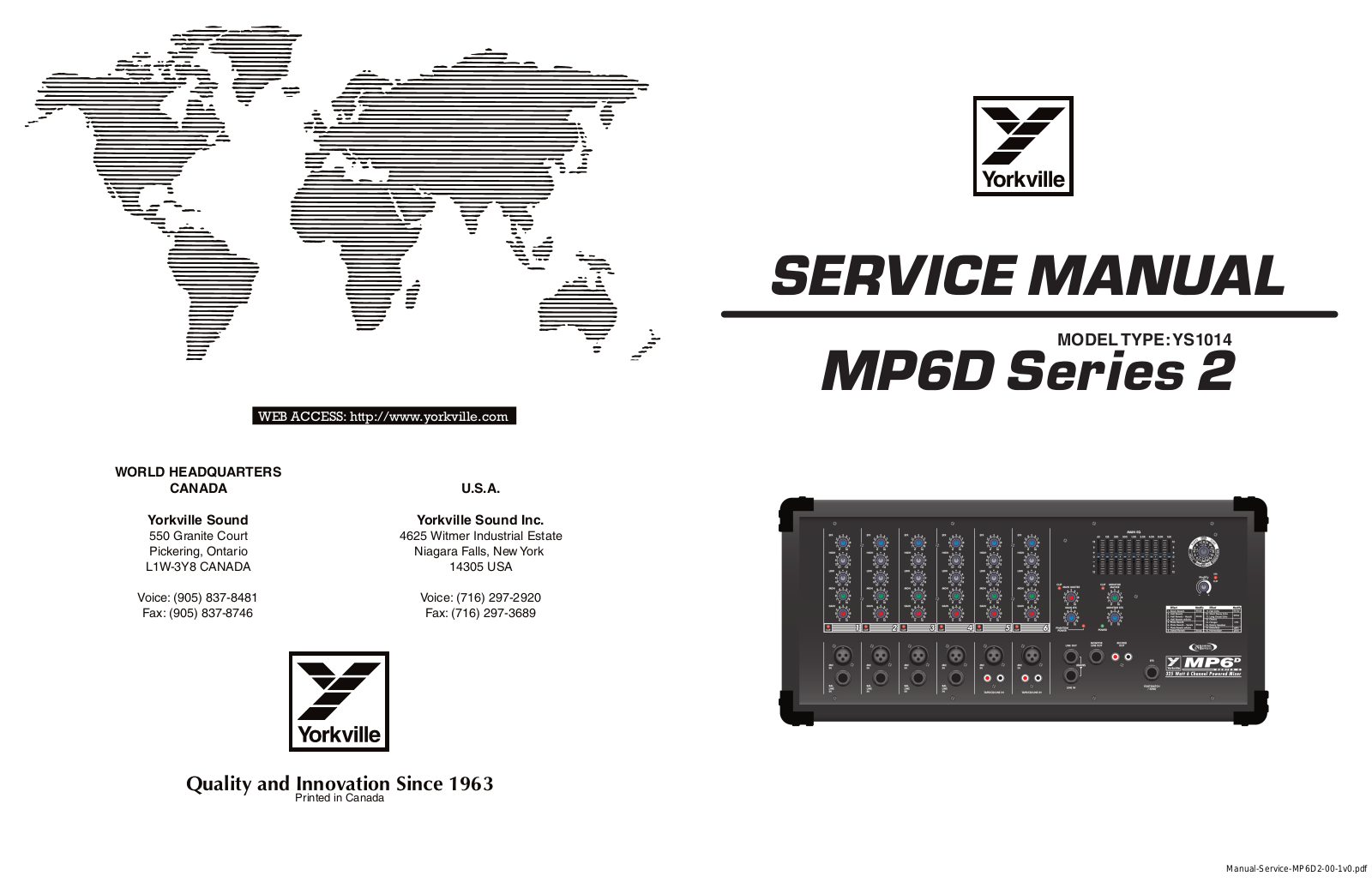 Yorkville MP6D2 Service Manual