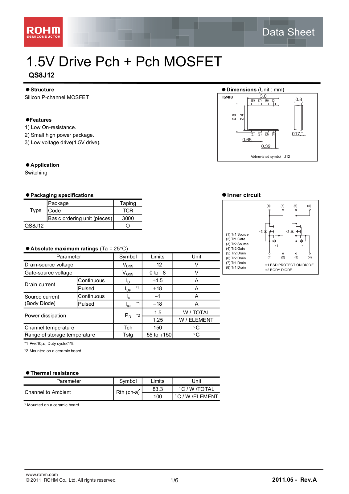 ROHM QS8J12 Technical data